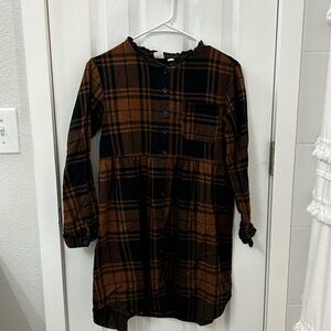 GAP Kids Brown and Black Plaid Casual Dress